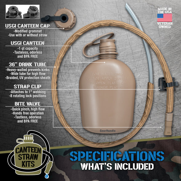 Coyote Brown Canteen Straw Kit