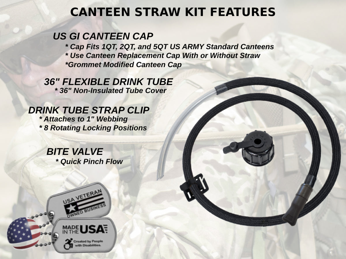 Tactical Hydration Military Canteen Straw Kit - Black Hydration Tube ...