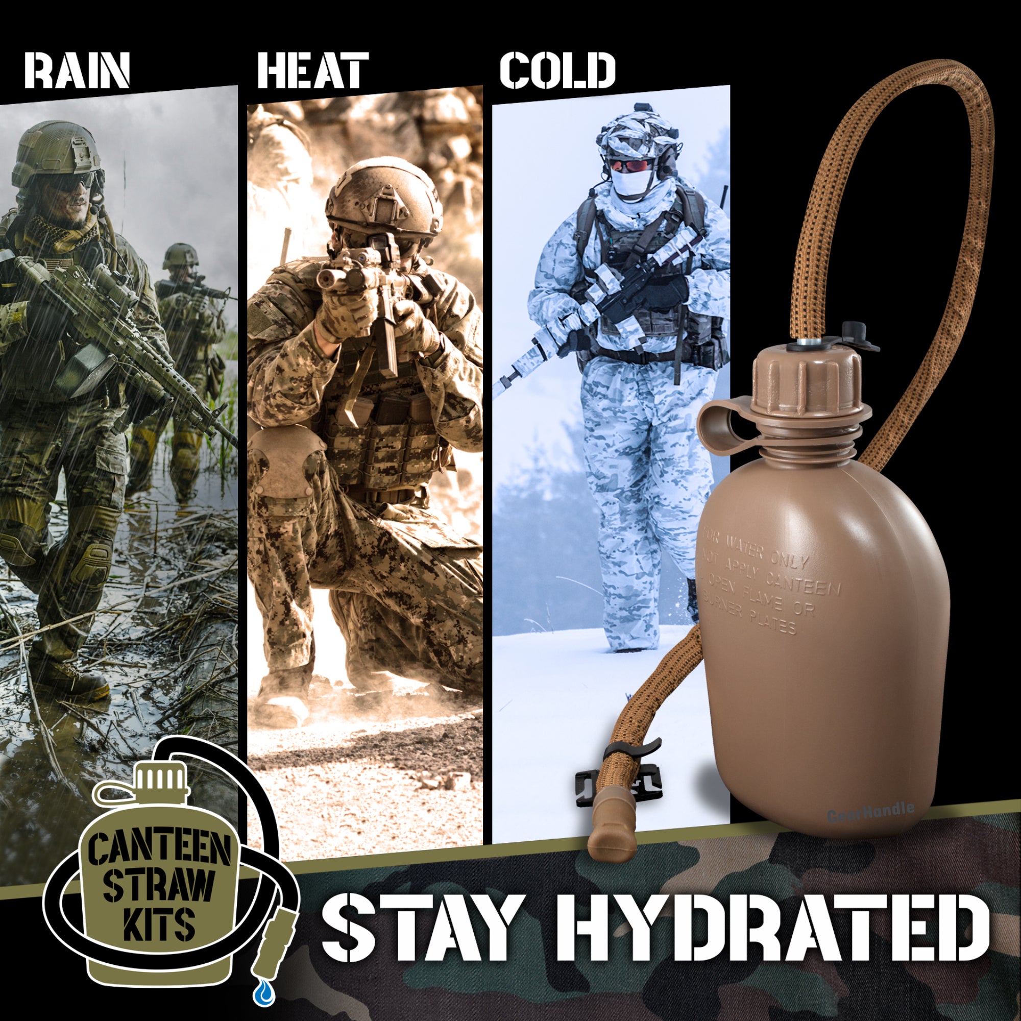 Coyote Brown Canteen Straw Kit